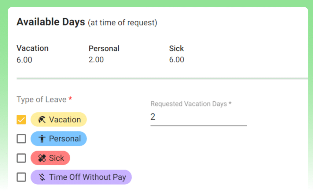 Time Off Requests