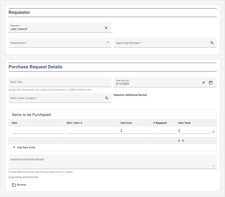 GW Apps Purchase Request Form