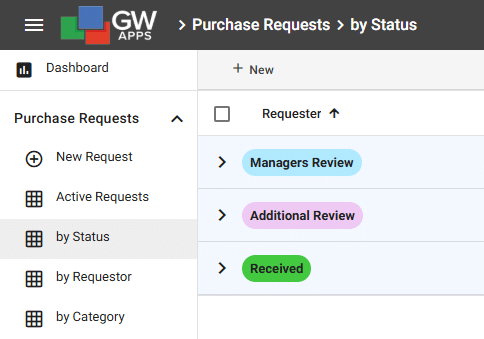 GW Apps Table View